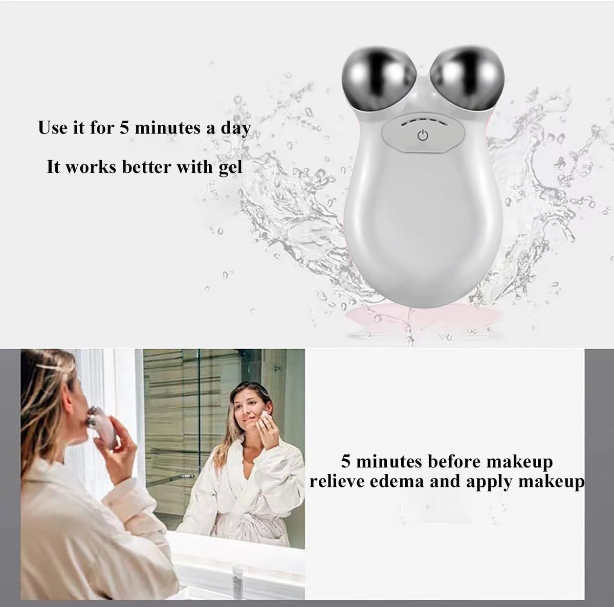 Microcurrent facial device being used along the jawline